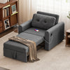 Single Sofa Bed, 3-in-1 Convertible Pull Out Sleeper Sofa Bed Chair with USB Ports & Side Pocket for Living Room, Guest Room