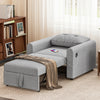 Single Sofa Bed, 3-in-1 Convertible Pull Out Sleeper Sofa Bed Chair with USB Ports & Side Pocket for Living Room, Guest Room